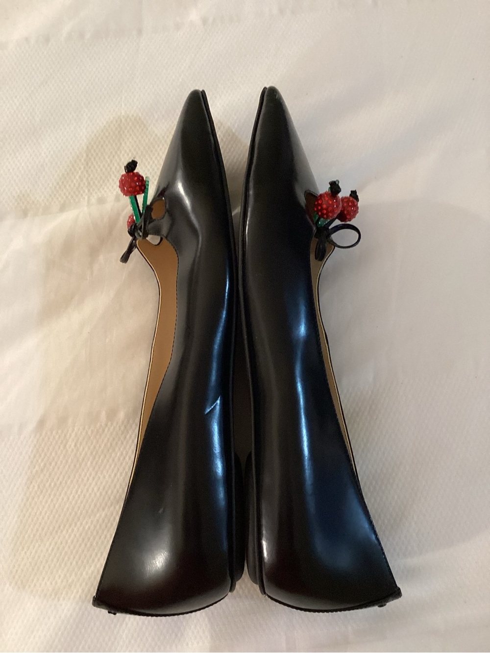 COACH Runway Cherry Flat Shoes - Black Leather - Pointed Toe - Picture 6 of 14